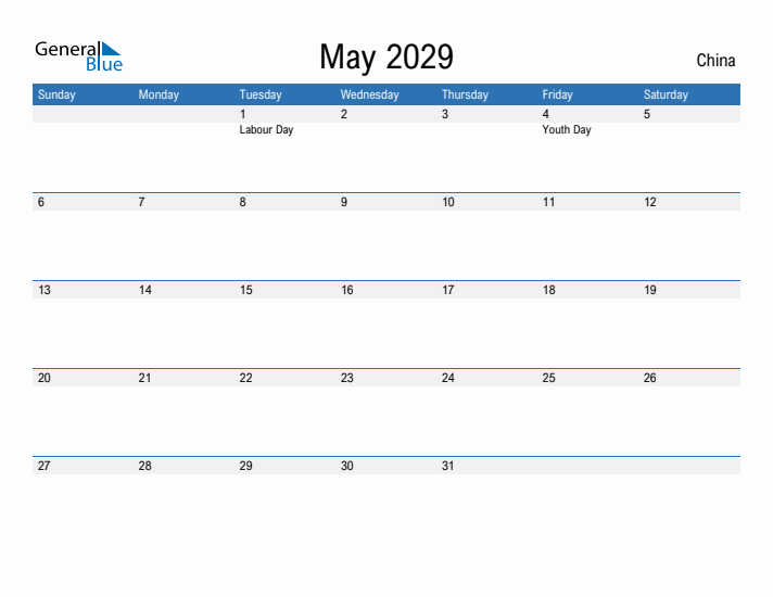 Fillable May 2029 Calendar