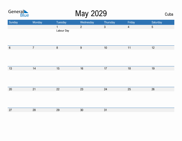 Fillable May 2029 Calendar