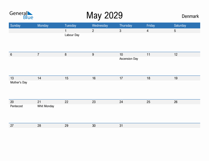 Fillable May 2029 Calendar