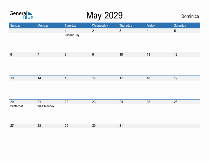 Fillable May 2029 Calendar