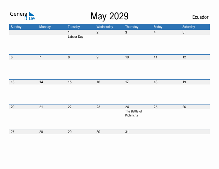 Fillable May 2029 Calendar