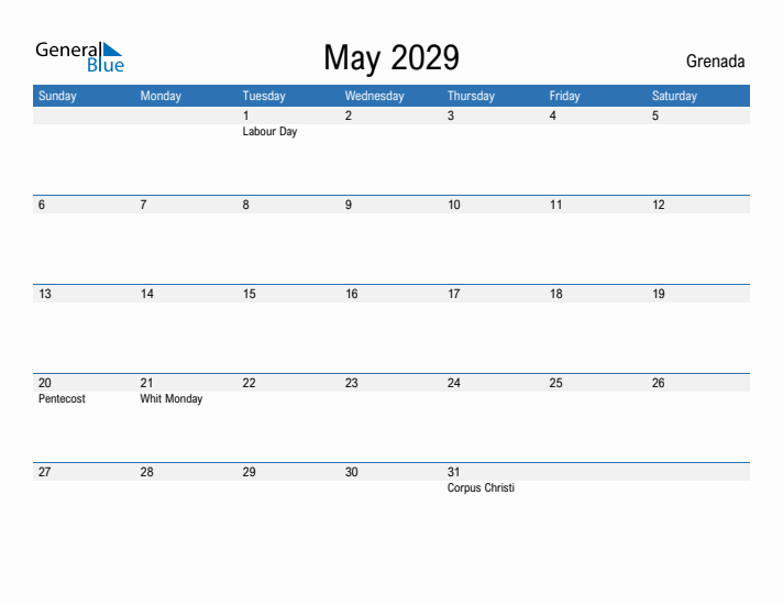 Fillable May 2029 Calendar