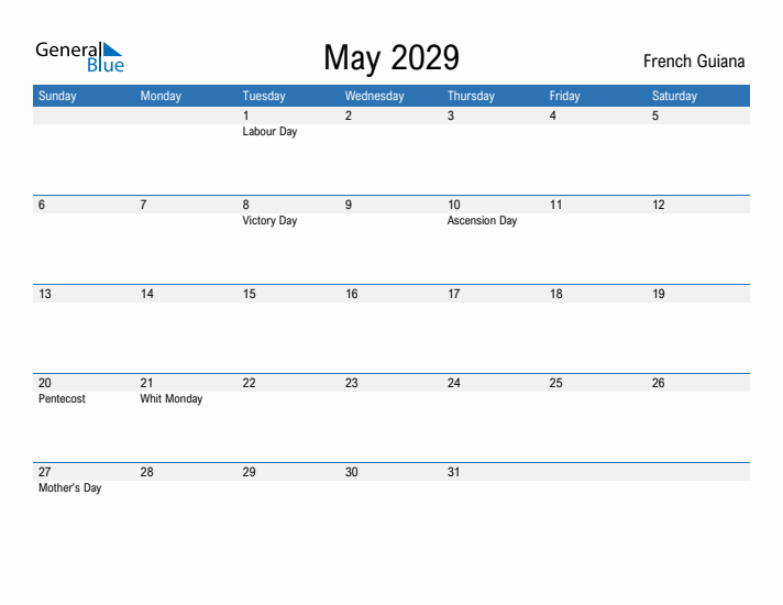 Fillable May 2029 Calendar