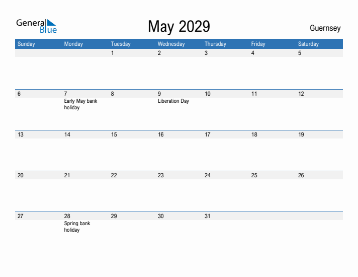 Fillable May 2029 Calendar