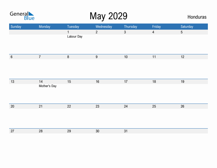 Fillable May 2029 Calendar