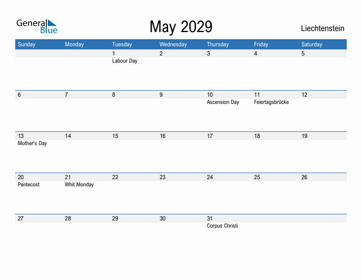 Fillable May 2029 Calendar