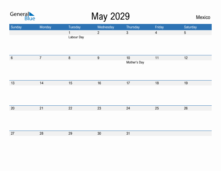 Fillable May 2029 Calendar