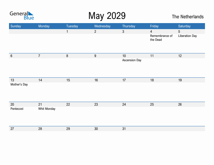 Fillable May 2029 Calendar