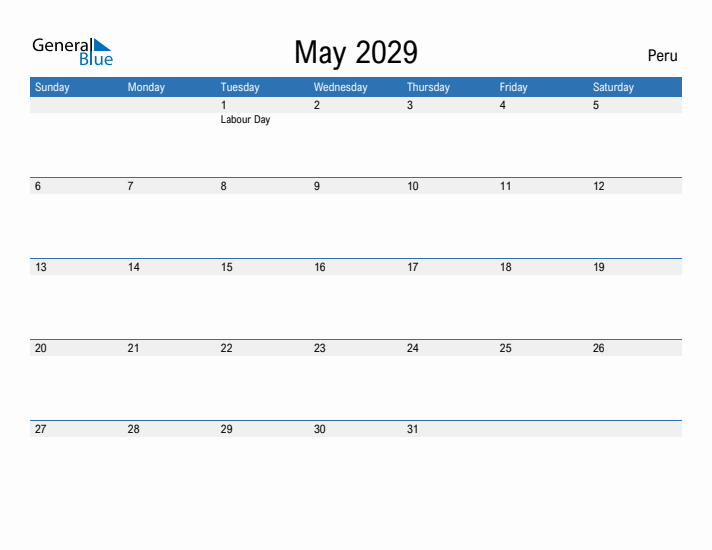 Fillable May 2029 Calendar