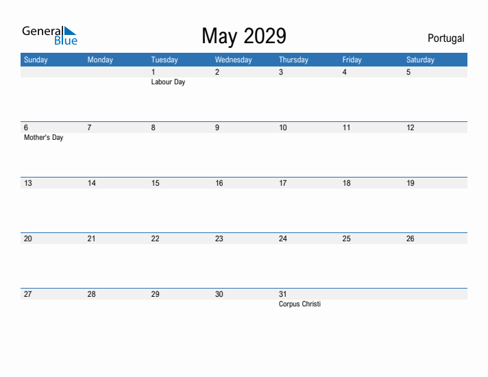 Fillable May 2029 Calendar