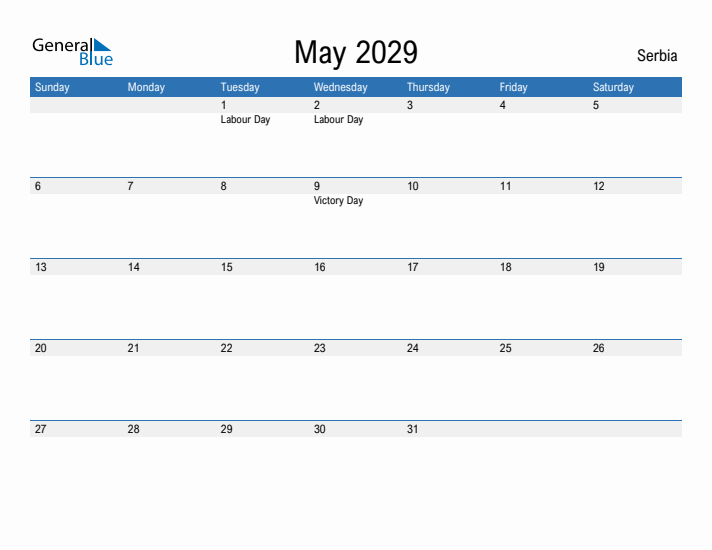 Fillable May 2029 Calendar