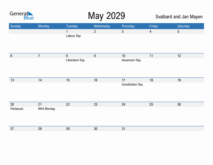 Fillable May 2029 Calendar