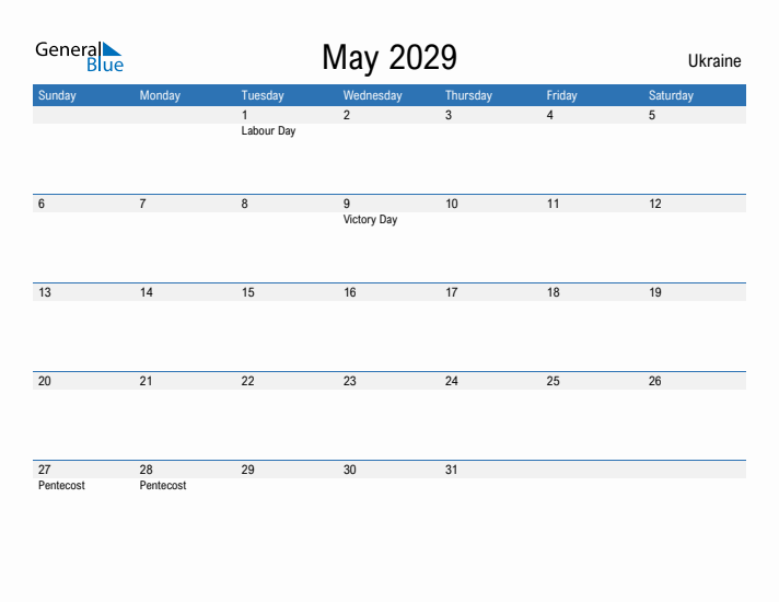 Fillable May 2029 Calendar