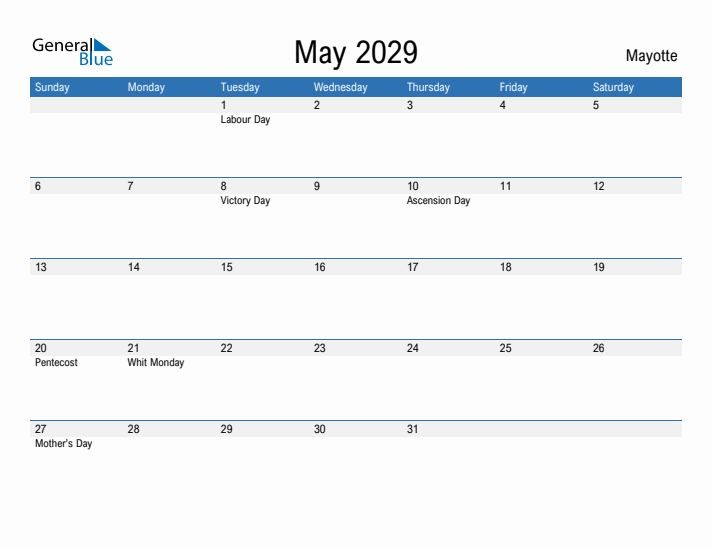 Fillable May 2029 Calendar