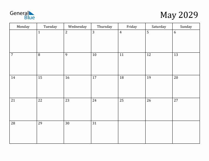 May 2029 Calendar