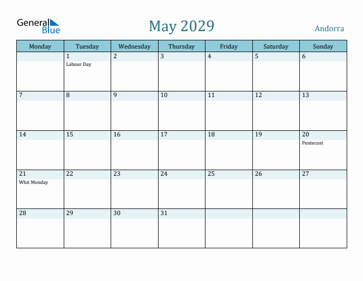 May 2029 Calendar with Holidays