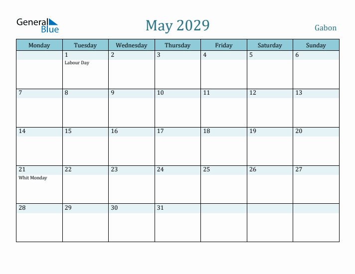 May 2029 Calendar with Holidays