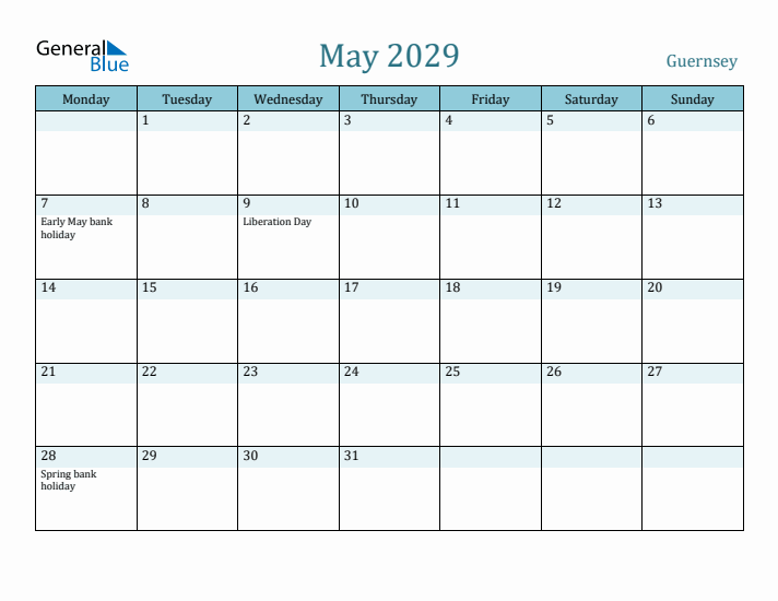 May 2029 Calendar with Holidays