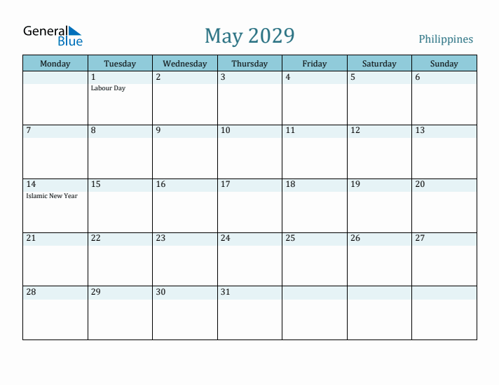 May 2029 Calendar with Holidays