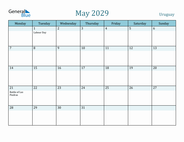 May 2029 Calendar with Holidays