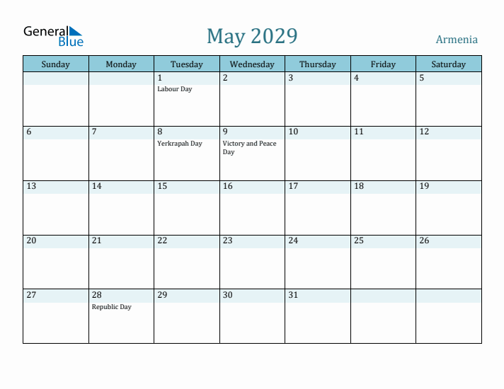 May 2029 Calendar with Holidays