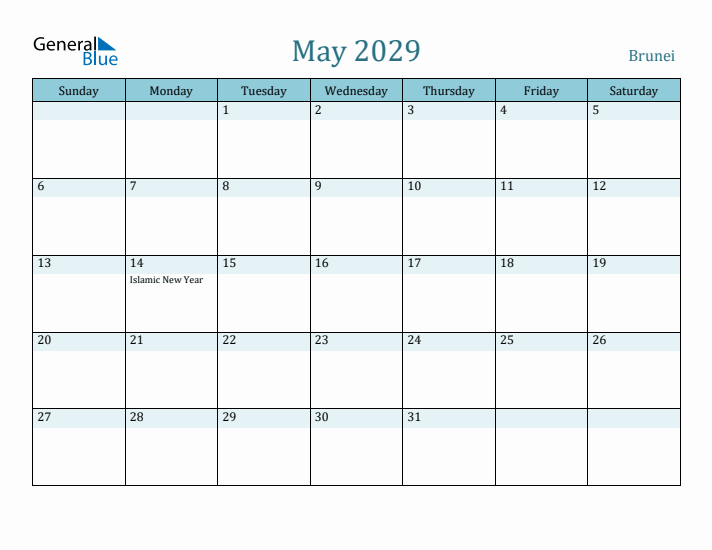 May 2029 Calendar with Holidays