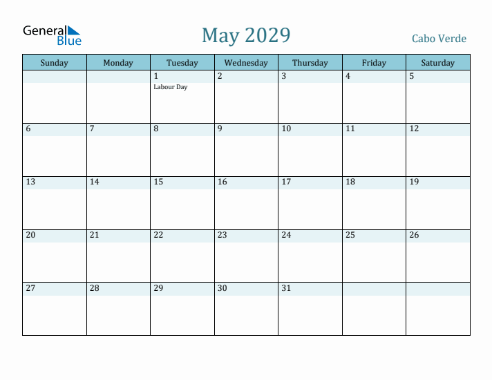 May 2029 Calendar with Holidays