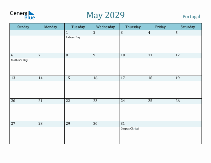 May 2029 Calendar with Holidays