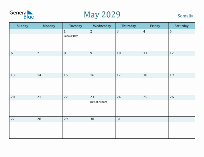 May 2029 Calendar with Holidays