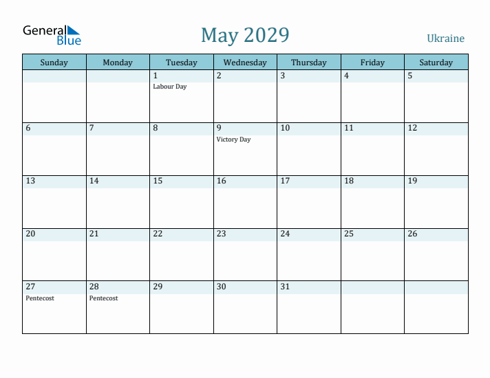 May 2029 Calendar with Holidays