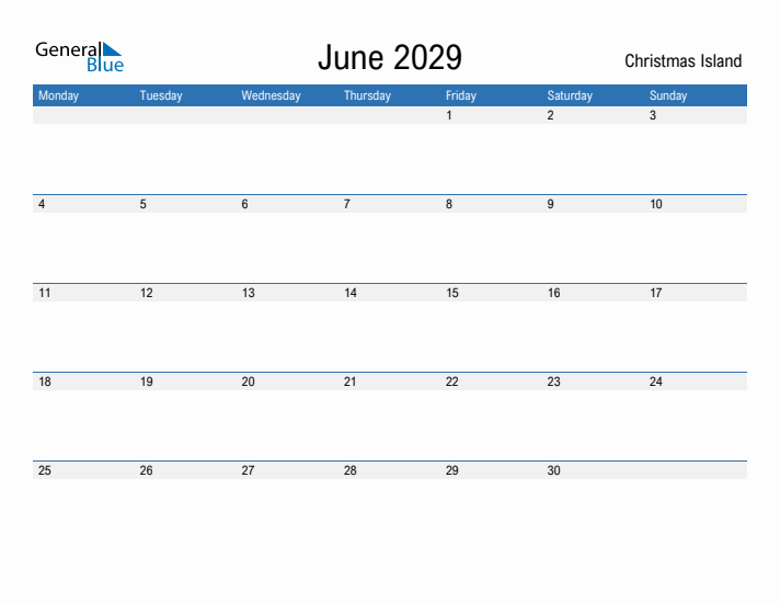 Fillable June 2029 Calendar