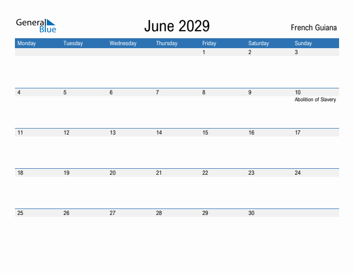 Fillable June 2029 Calendar