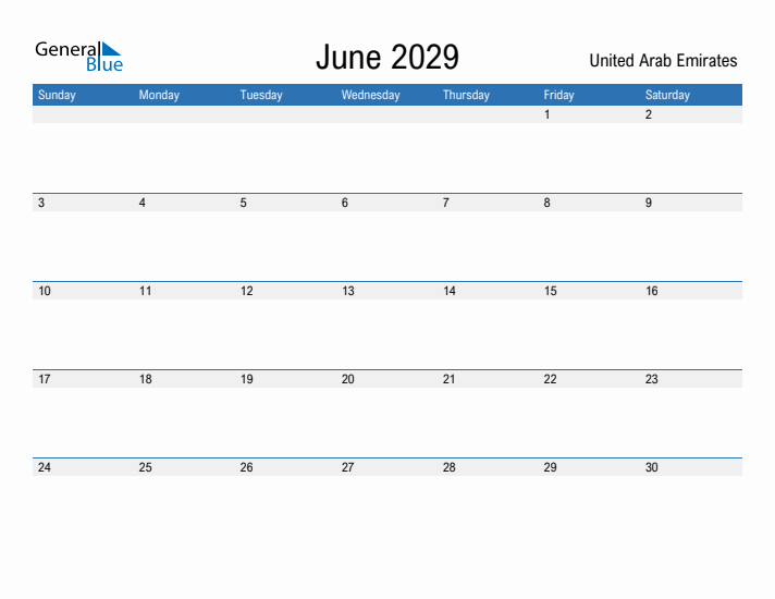 Fillable June 2029 Calendar