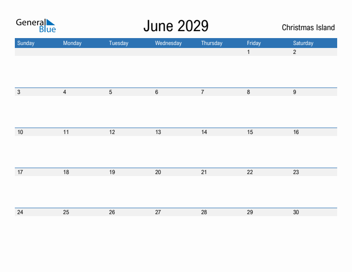 Fillable June 2029 Calendar