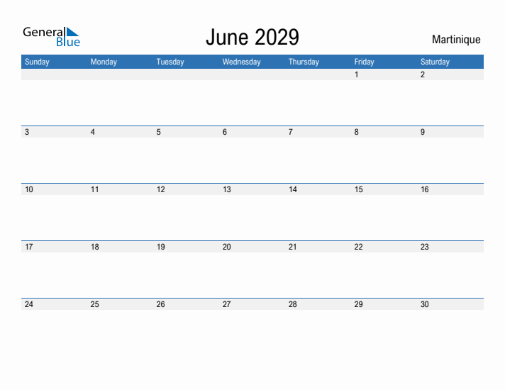 Fillable June 2029 Calendar