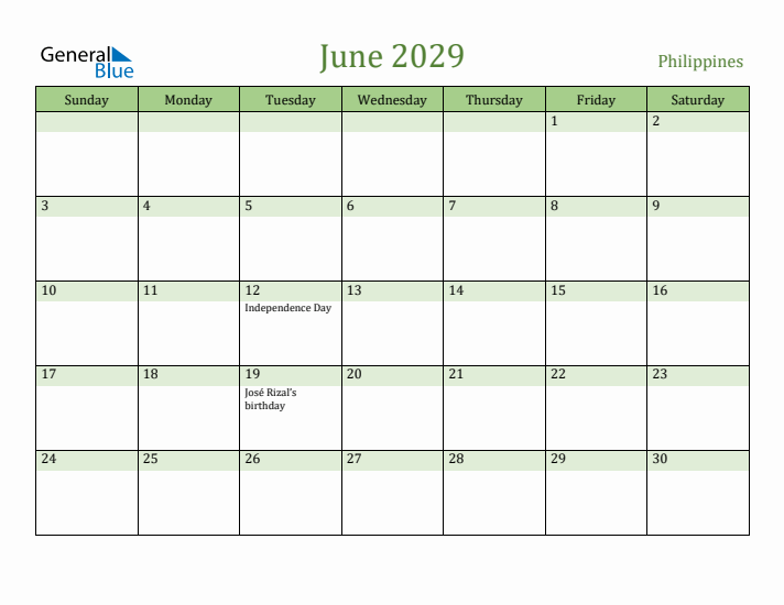 June 2029 Calendar with Philippines Holidays