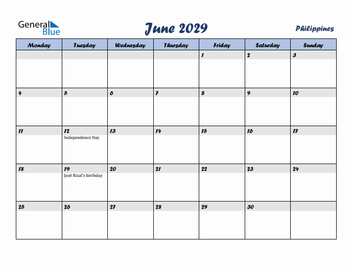 June 2029 Calendar with Holidays in Philippines