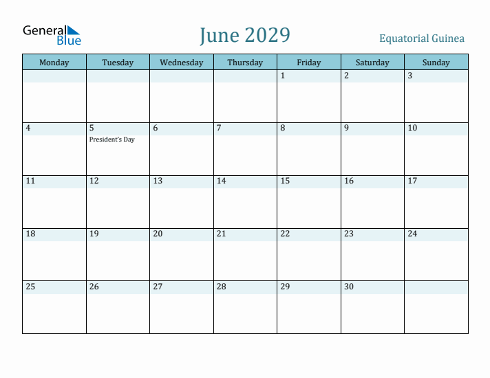 June 2029 Calendar with Holidays