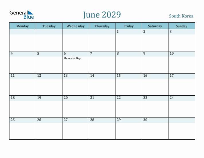 June 2029 Calendar with Holidays