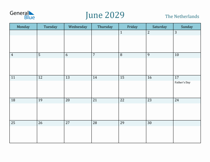 June 2029 Calendar with Holidays