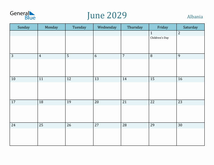 June 2029 Calendar with Holidays