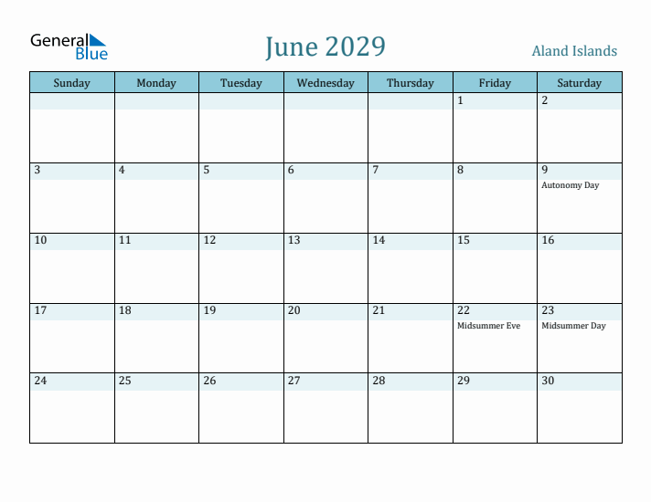 June 2029 Calendar with Holidays