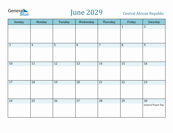 June 2029 Calendar with Holidays