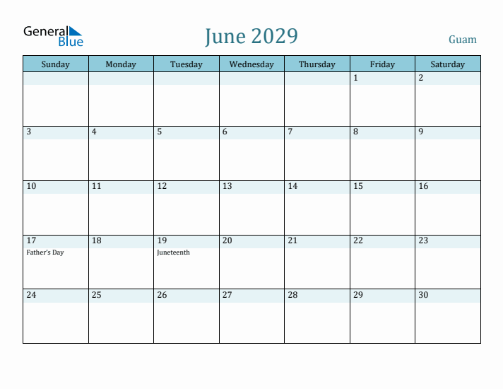 June 2029 Calendar with Holidays