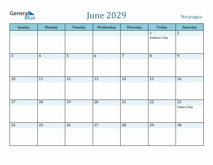 June 2029 Calendar with Holidays