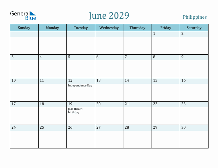 June 2029 Calendar with Holidays