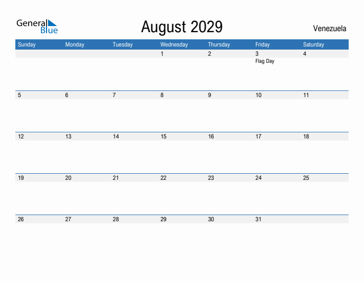 Fillable August 2029 Calendar