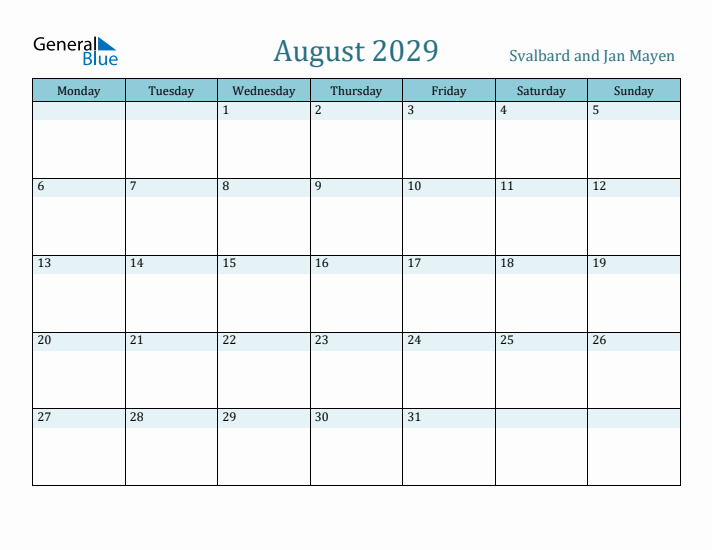 August 2029 Calendar with Holidays