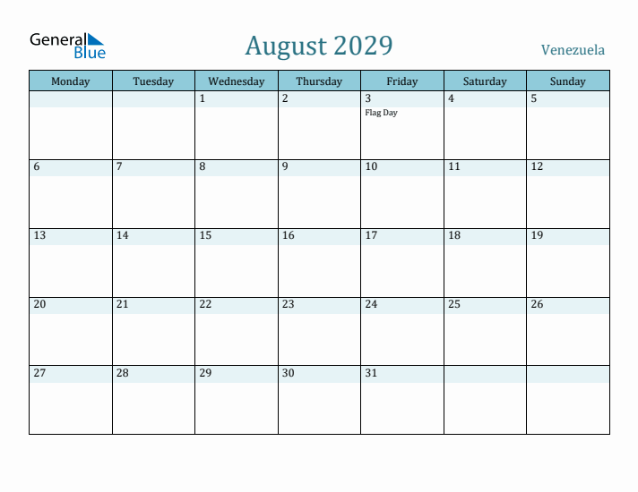 August 2029 Calendar with Holidays