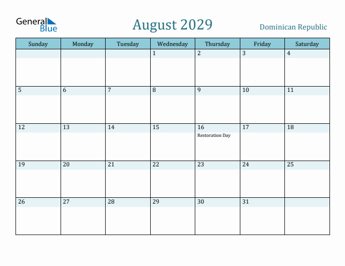 August 2029 Calendar with Holidays